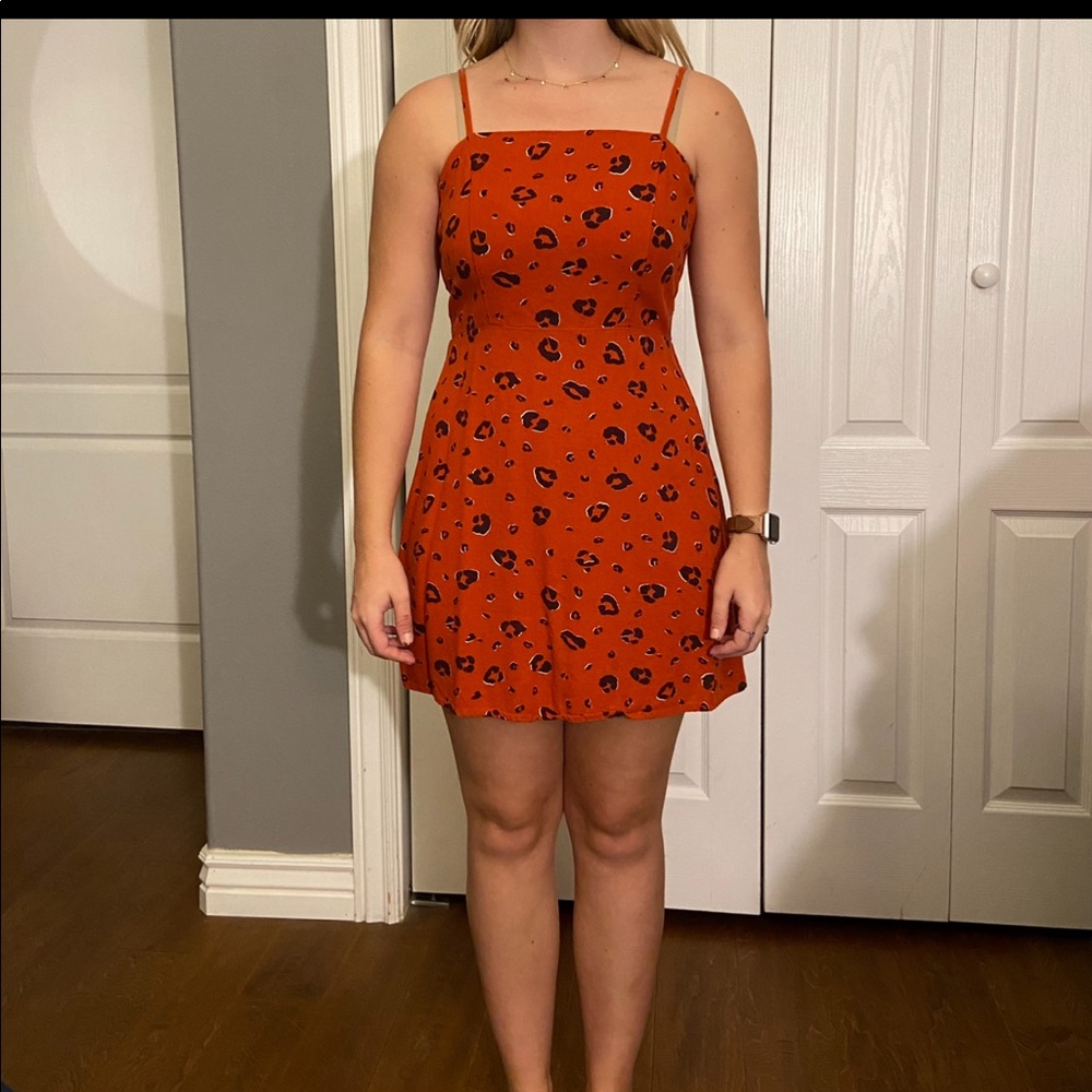 Burnt orange cheetah dress